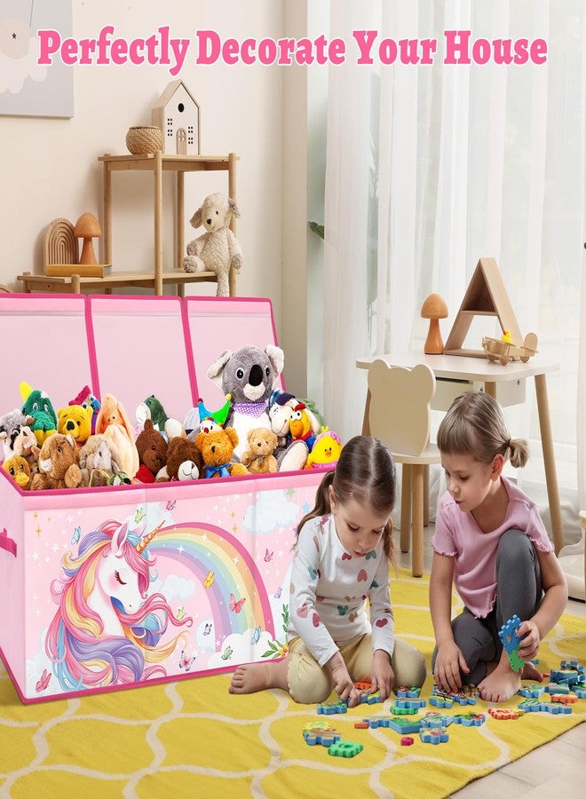 decalsweet Kids Toy Box Storage Chest Collapsible Storage Bin with Lids Handles for Boys Girls Toddler, Large Kids Toy Organizer Box for Kidsroom Bedroom Playroom Nursery,37.7"x12.5"x15.7" - Image 5